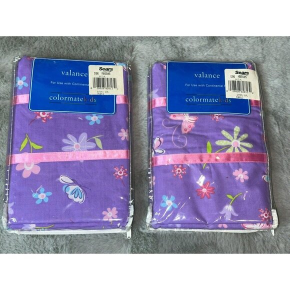 VTG 1990s Colormate Kids Sears Valances Lot of 2 84" x 15" Butterfly Swirl - Picture 1 of 6